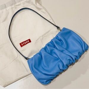 Staud Bean Gathered Leather Shoulder Bag | Blue